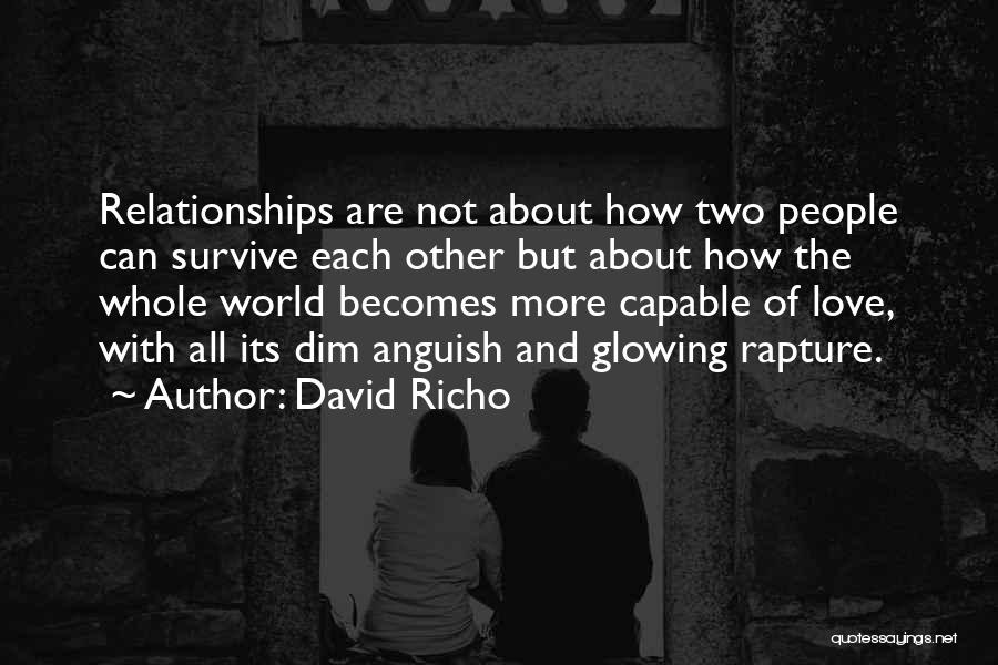 David Richo Quotes: Relationships Are Not About How Two People Can Survive Each Other But About How The Whole World Becomes More Capable
