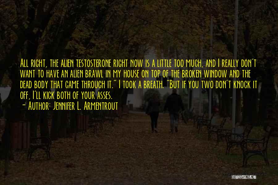 Jennifer L. Armentrout Quotes: All Right, The Alien Testosterone Right Now Is A Little Too Much, And I Really Don't Want To Have An