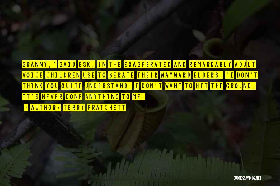 Terry Pratchett Quotes: Granny, Said Esk, In The Exasperated And Remarkably Adult Voice Children Use To Berate Their Wayward Elders. I Don't Think