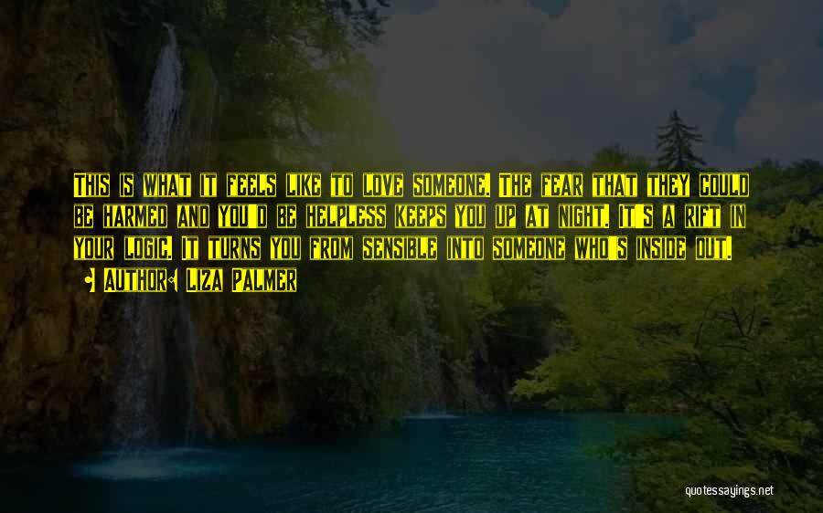 Liza Palmer Quotes: This Is What It Feels Like To Love Someone. The Fear That They Could Be Harmed And You'd Be Helpless