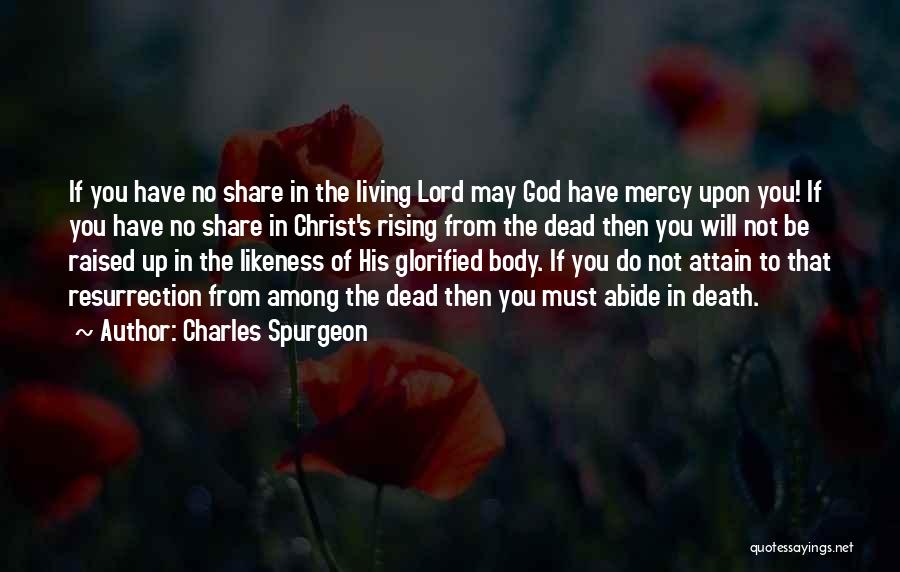 Charles Spurgeon Quotes: If You Have No Share In The Living Lord May God Have Mercy Upon You! If You Have No Share
