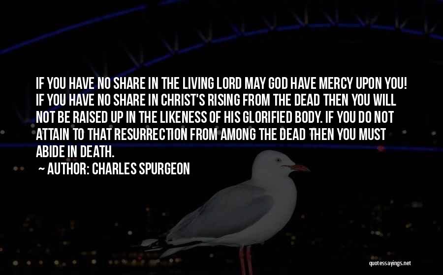 Charles Spurgeon Quotes: If You Have No Share In The Living Lord May God Have Mercy Upon You! If You Have No Share