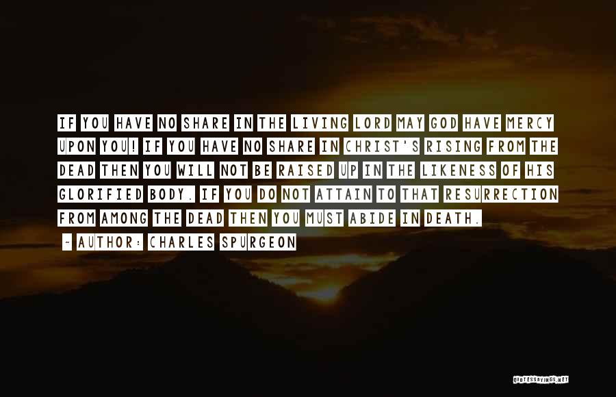 Charles Spurgeon Quotes: If You Have No Share In The Living Lord May God Have Mercy Upon You! If You Have No Share