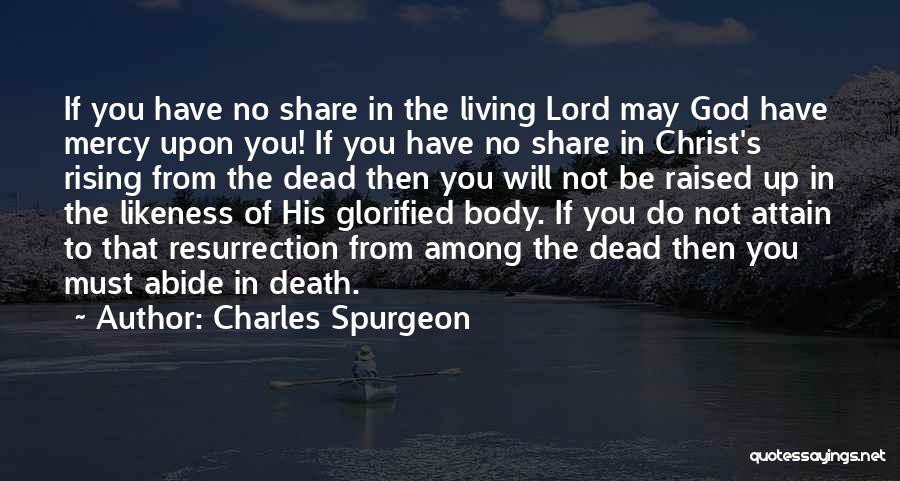 Charles Spurgeon Quotes: If You Have No Share In The Living Lord May God Have Mercy Upon You! If You Have No Share