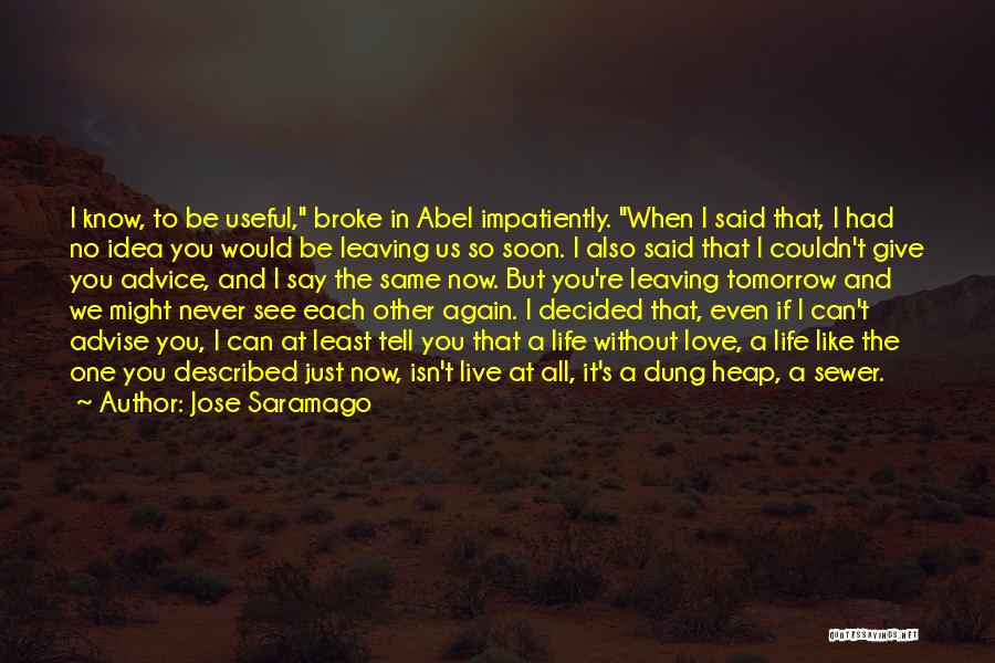 Jose Saramago Quotes: I Know, To Be Useful, Broke In Abel Impatiently. When I Said That, I Had No Idea You Would Be