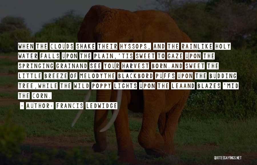 Francis Ledwidge Quotes: When The Clouds Shake Their Hyssops, And The Rainlike Holy Water Falls Upon The Plain,'tis Sweet To Gaze Upon The