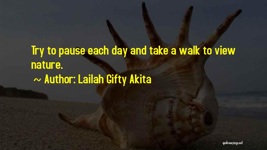 Lailah Gifty Akita Quotes: Try To Pause Each Day And Take A Walk To View Nature.