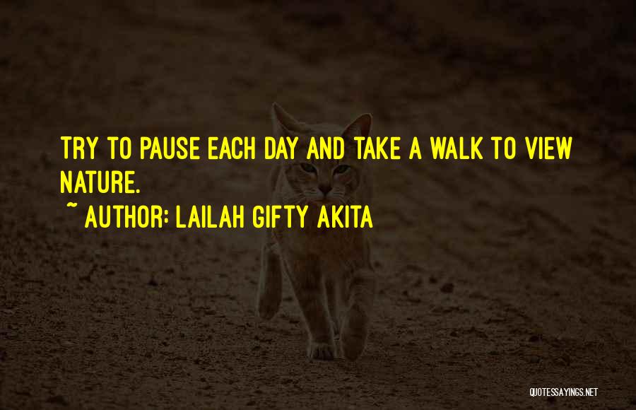 Lailah Gifty Akita Quotes: Try To Pause Each Day And Take A Walk To View Nature.