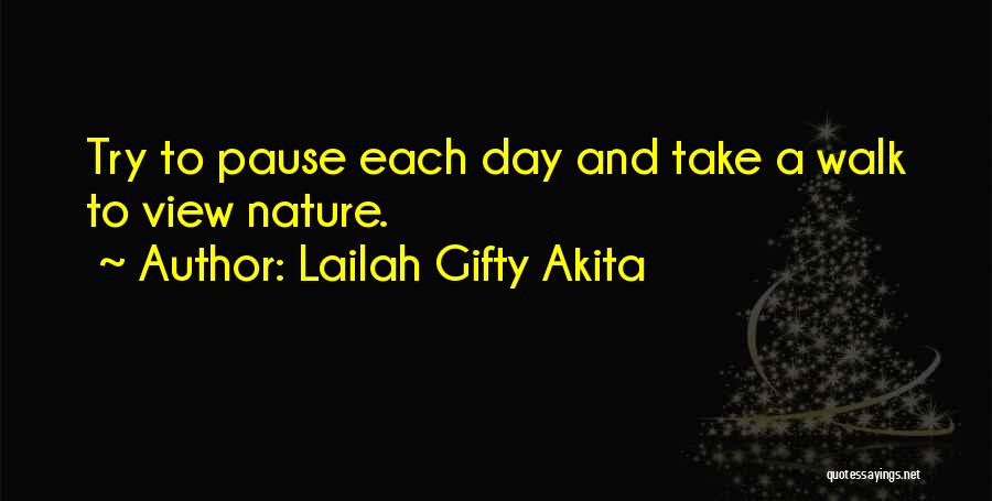 Lailah Gifty Akita Quotes: Try To Pause Each Day And Take A Walk To View Nature.