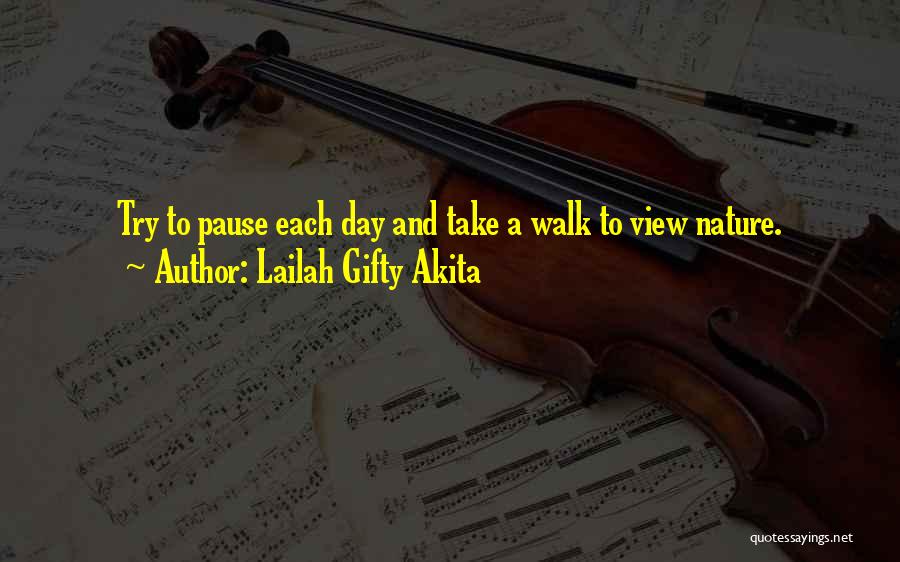 Lailah Gifty Akita Quotes: Try To Pause Each Day And Take A Walk To View Nature.