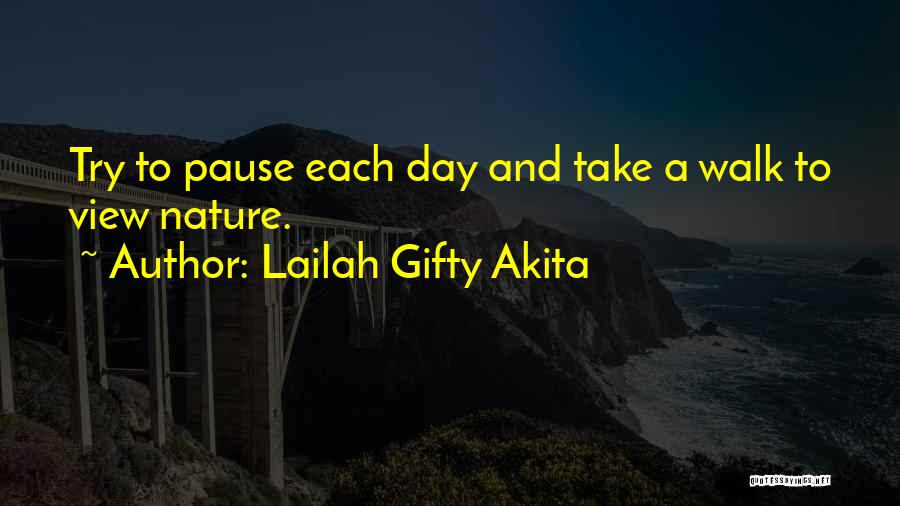 Lailah Gifty Akita Quotes: Try To Pause Each Day And Take A Walk To View Nature.