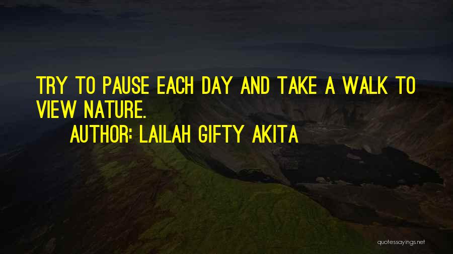 Lailah Gifty Akita Quotes: Try To Pause Each Day And Take A Walk To View Nature.