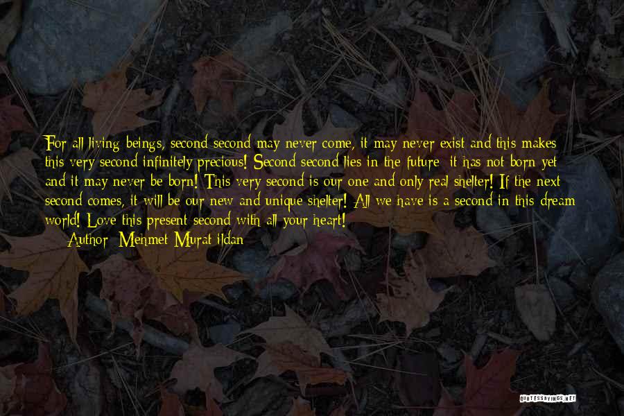 Mehmet Murat Ildan Quotes: For All Living Beings, Second Second May Never Come, It May Never Exist And This Makes This Very Second Infinitely