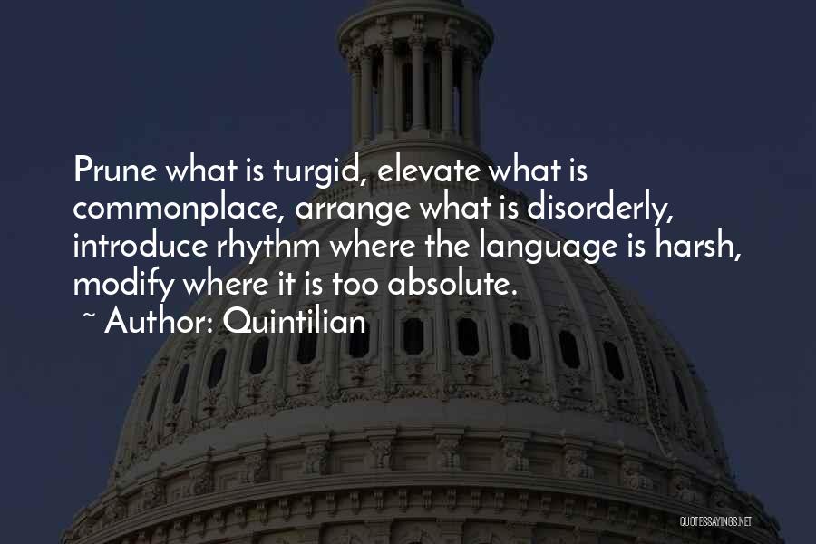 Quintilian Quotes: Prune What Is Turgid, Elevate What Is Commonplace, Arrange What Is Disorderly, Introduce Rhythm Where The Language Is Harsh, Modify