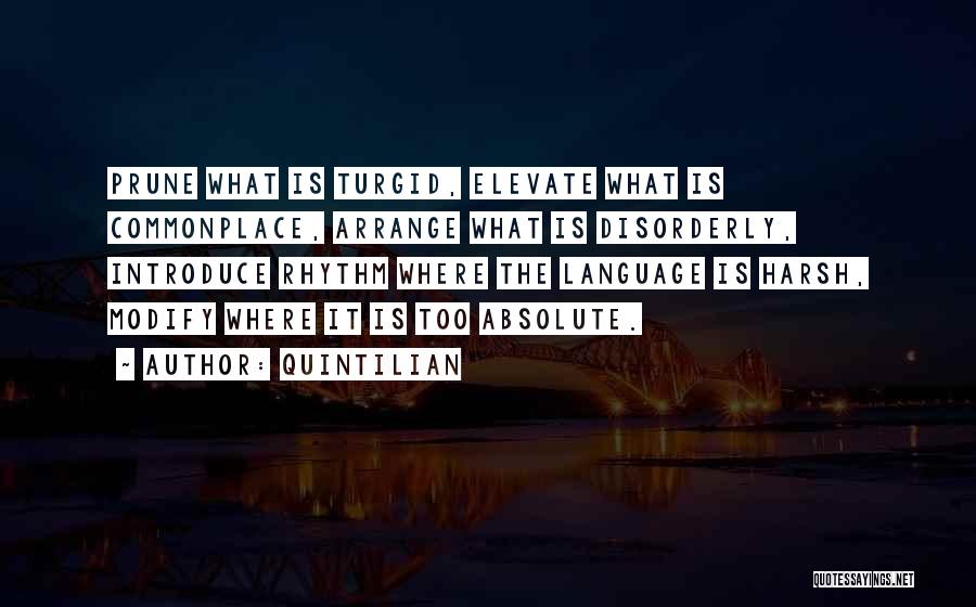 Quintilian Quotes: Prune What Is Turgid, Elevate What Is Commonplace, Arrange What Is Disorderly, Introduce Rhythm Where The Language Is Harsh, Modify