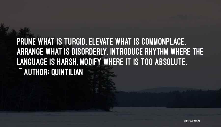 Quintilian Quotes: Prune What Is Turgid, Elevate What Is Commonplace, Arrange What Is Disorderly, Introduce Rhythm Where The Language Is Harsh, Modify