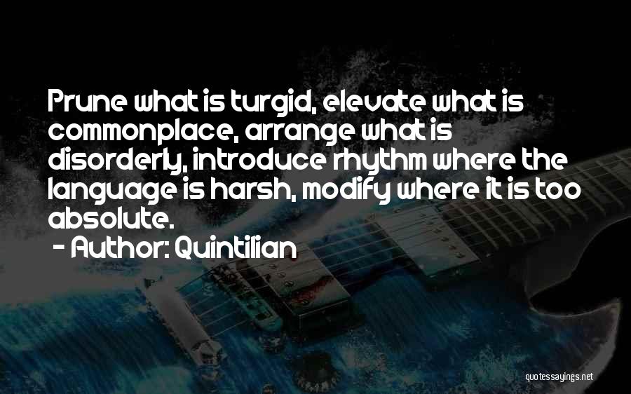 Quintilian Quotes: Prune What Is Turgid, Elevate What Is Commonplace, Arrange What Is Disorderly, Introduce Rhythm Where The Language Is Harsh, Modify