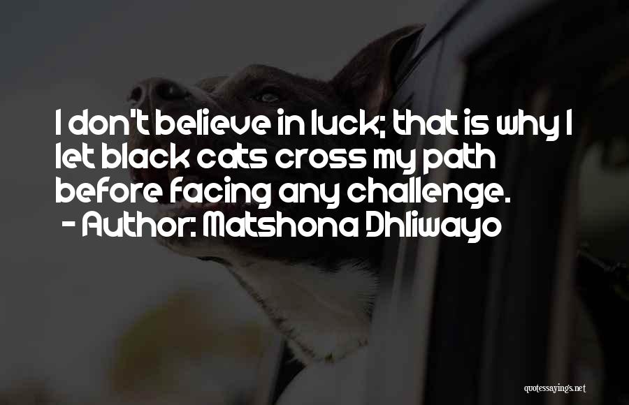 Matshona Dhliwayo Quotes: I Don't Believe In Luck; That Is Why I Let Black Cats Cross My Path Before Facing Any Challenge.