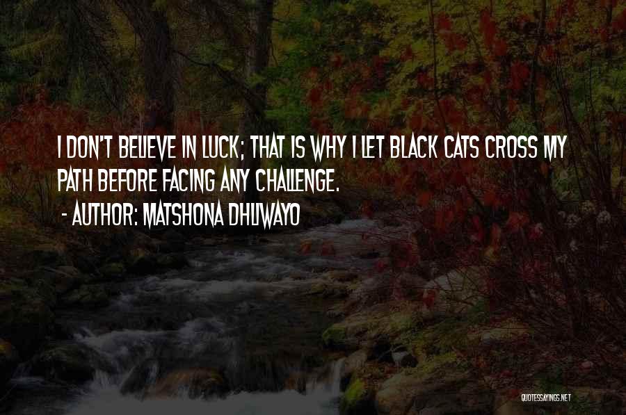 Matshona Dhliwayo Quotes: I Don't Believe In Luck; That Is Why I Let Black Cats Cross My Path Before Facing Any Challenge.