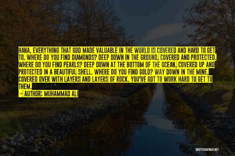 Muhammad Ali Quotes: Hana, Everything That God Made Valuable In The World Is Covered And Hard To Get To. Where Do You Find