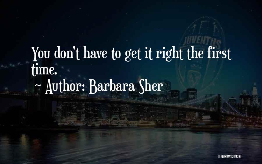 Barbara Sher Quotes: You Don't Have To Get It Right The First Time.