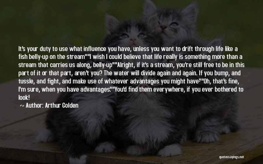 Arthur Golden Quotes: It's Your Duty To Use What Influence You Have, Unless You Want To Drift Through Life Like A Fish Belly-up