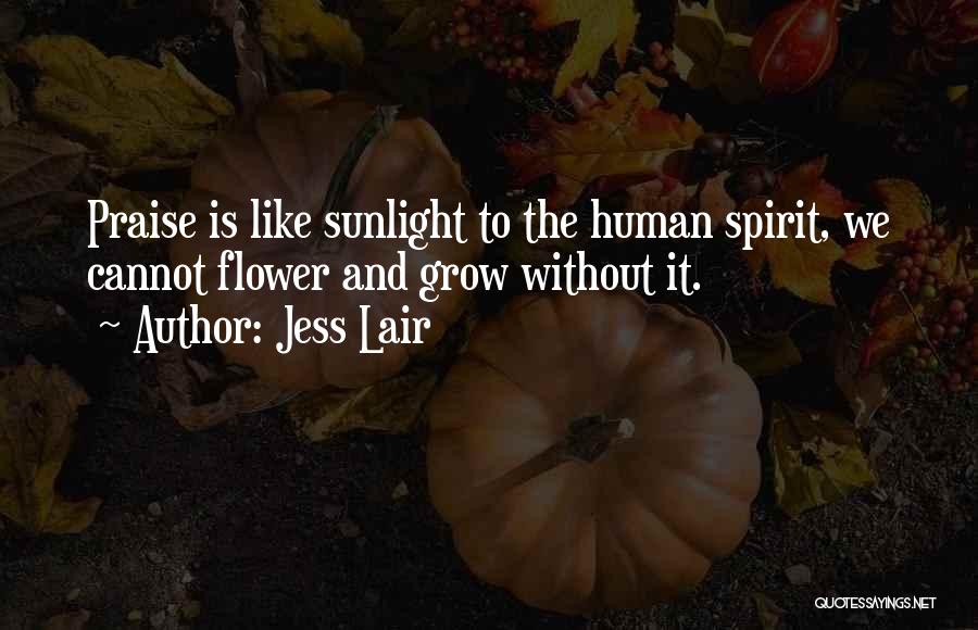 Jess Lair Quotes: Praise Is Like Sunlight To The Human Spirit, We Cannot Flower And Grow Without It.