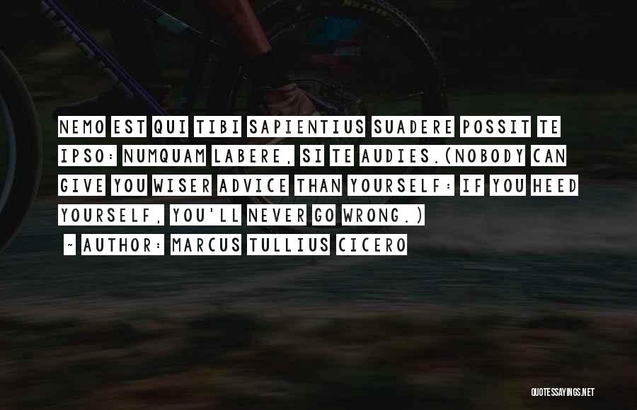 Marcus Tullius Cicero Quotes: Nemo Est Qui Tibi Sapientius Suadere Possit Te Ipso: Numquam Labere, Si Te Audies.(nobody Can Give You Wiser Advice Than