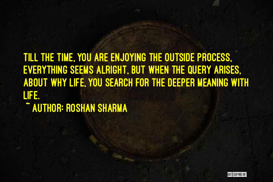 Roshan Sharma Quotes: Till The Time, You Are Enjoying The Outside Process, Everything Seems Alright, But When The Query Arises, About Why Life,