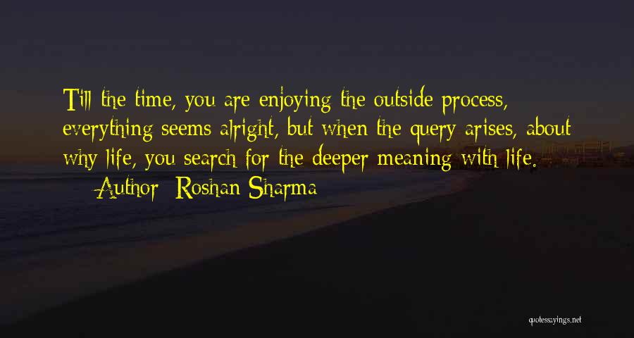 Roshan Sharma Quotes: Till The Time, You Are Enjoying The Outside Process, Everything Seems Alright, But When The Query Arises, About Why Life,