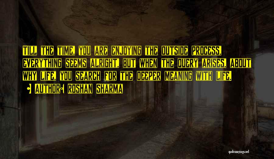 Roshan Sharma Quotes: Till The Time, You Are Enjoying The Outside Process, Everything Seems Alright, But When The Query Arises, About Why Life,