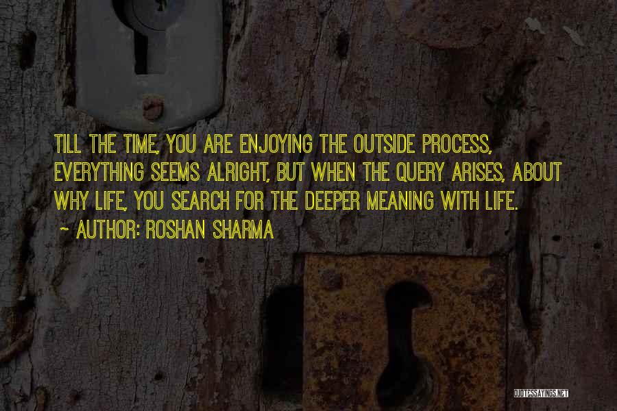 Roshan Sharma Quotes: Till The Time, You Are Enjoying The Outside Process, Everything Seems Alright, But When The Query Arises, About Why Life,