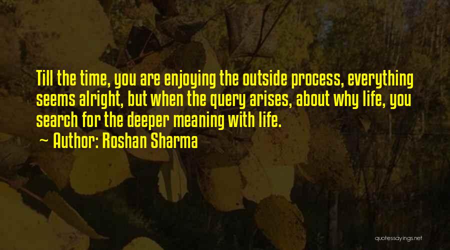 Roshan Sharma Quotes: Till The Time, You Are Enjoying The Outside Process, Everything Seems Alright, But When The Query Arises, About Why Life,