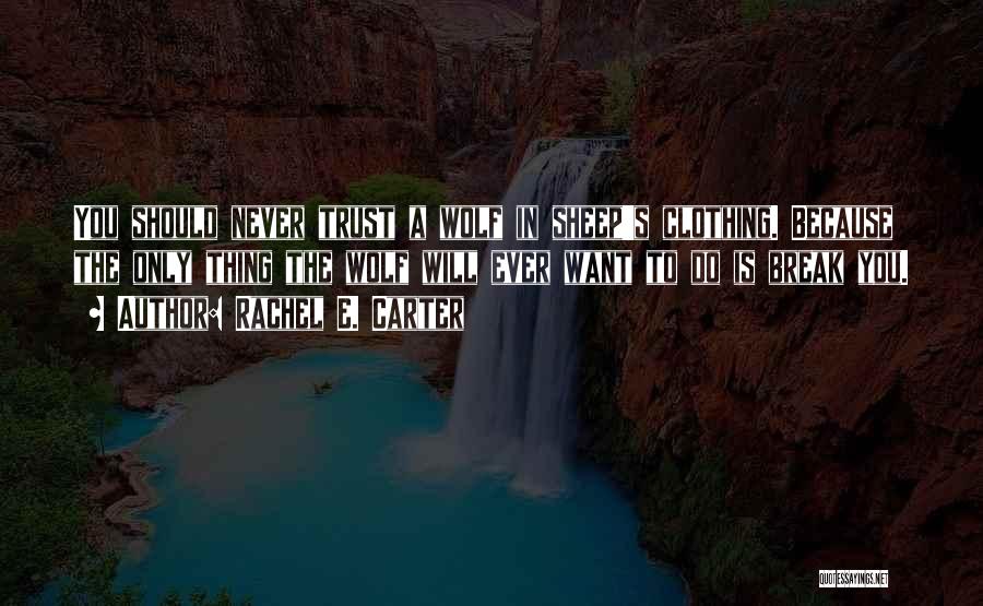 Rachel E. Carter Quotes: You Should Never Trust A Wolf In Sheep's Clothing. Because The Only Thing The Wolf Will Ever Want To Do