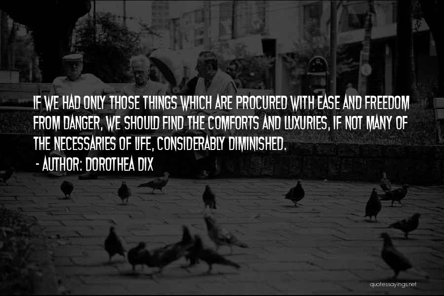 Dorothea Dix Quotes: If We Had Only Those Things Which Are Procured With Ease And Freedom From Danger, We Should Find The Comforts