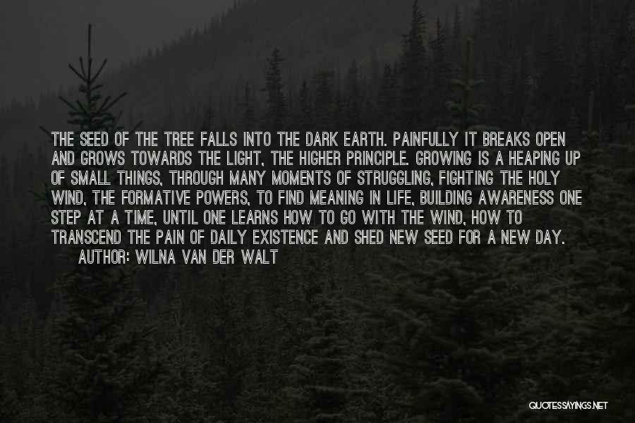 Wilna Van Der Walt Quotes: The Seed Of The Tree Falls Into The Dark Earth. Painfully It Breaks Open And Grows Towards The Light, The
