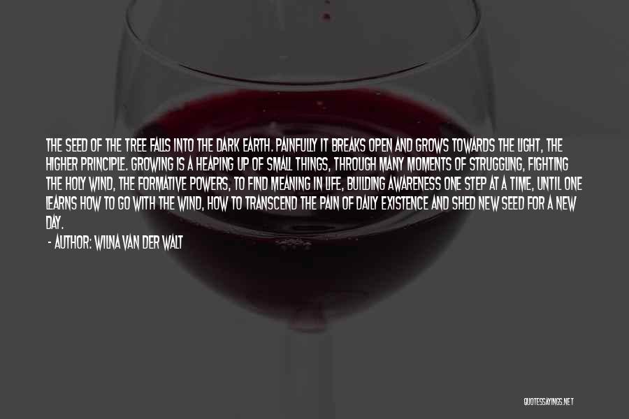 Wilna Van Der Walt Quotes: The Seed Of The Tree Falls Into The Dark Earth. Painfully It Breaks Open And Grows Towards The Light, The