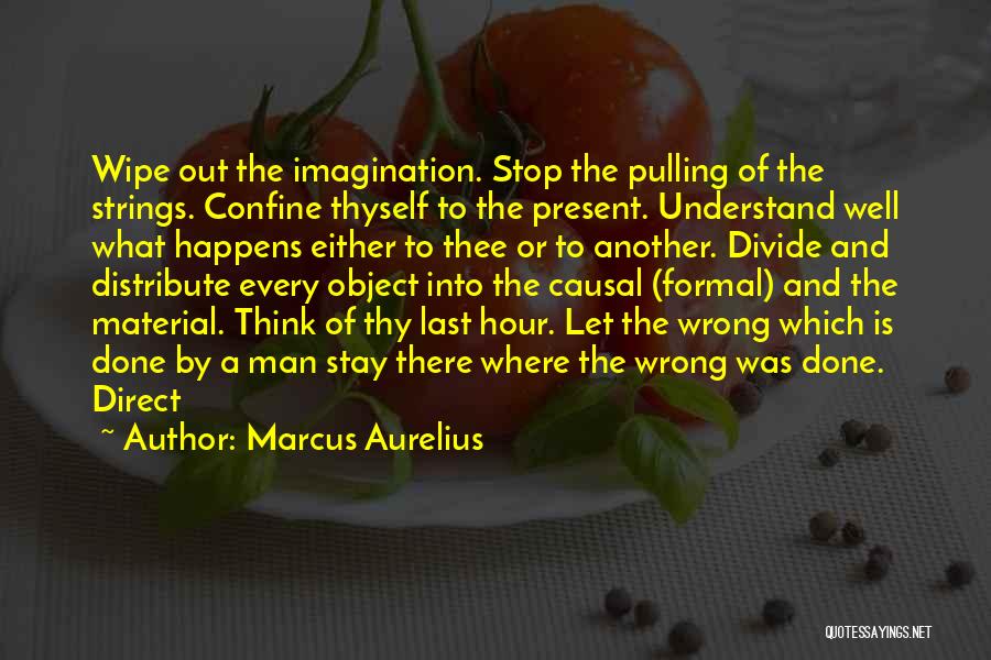 Marcus Aurelius Quotes: Wipe Out The Imagination. Stop The Pulling Of The Strings. Confine Thyself To The Present. Understand Well What Happens Either