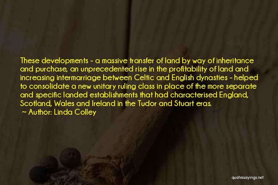 Linda Colley Quotes: These Developments - A Massive Transfer Of Land By Way Of Inheritance And Purchase, An Unprecedented Rise In The Profitability