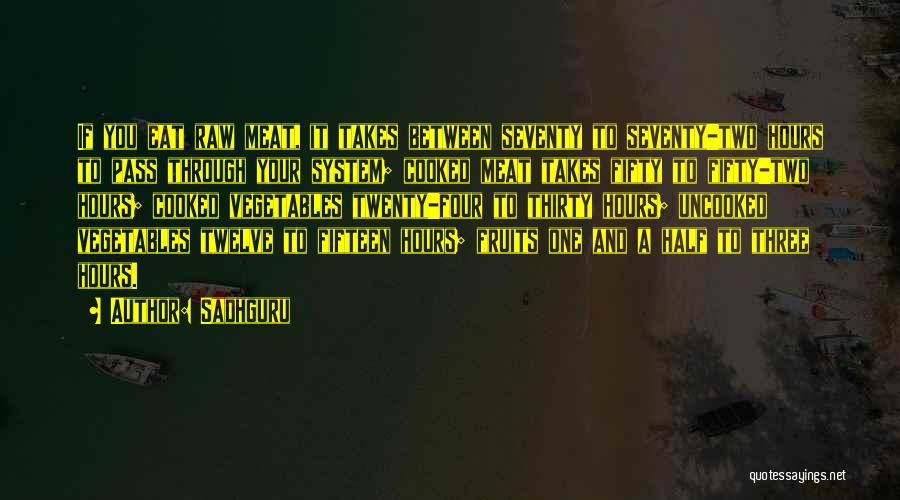 Sadhguru Quotes: If You Eat Raw Meat, It Takes Between Seventy To Seventy-two Hours To Pass Through Your System; Cooked Meat Takes