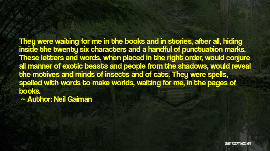 Neil Gaiman Quotes: They Were Waiting For Me In The Books And In Stories, After All, Hiding Inside The Twenty Six Characters And