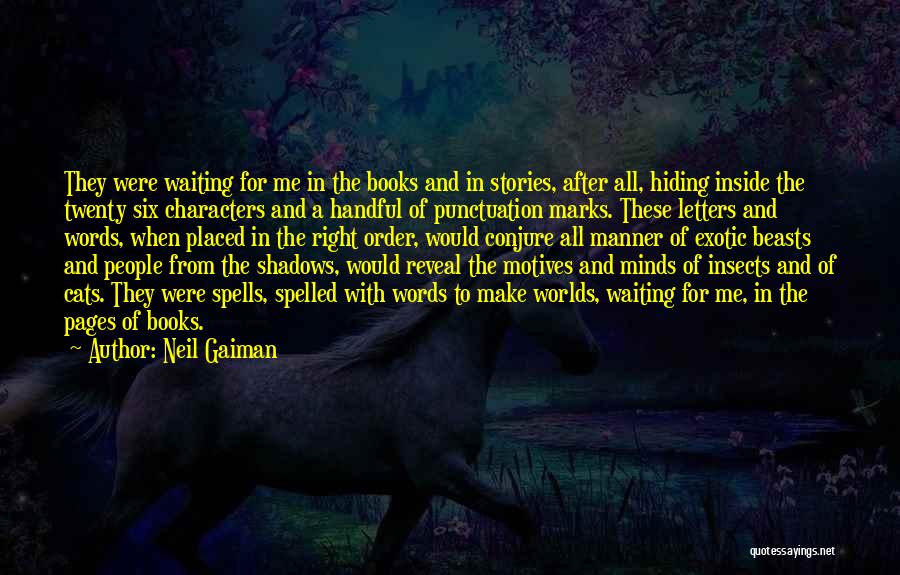 Neil Gaiman Quotes: They Were Waiting For Me In The Books And In Stories, After All, Hiding Inside The Twenty Six Characters And