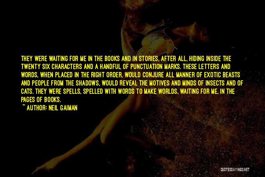 Neil Gaiman Quotes: They Were Waiting For Me In The Books And In Stories, After All, Hiding Inside The Twenty Six Characters And