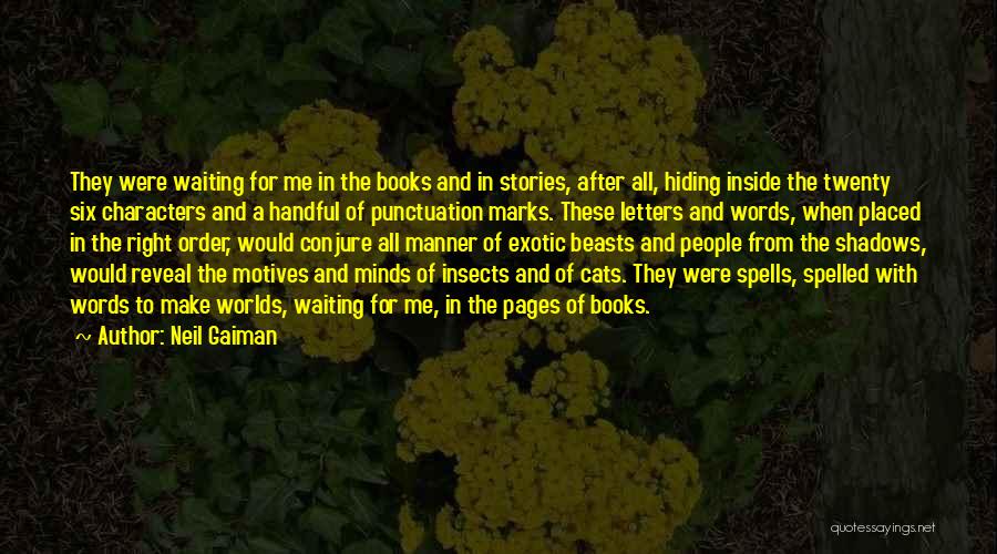 Neil Gaiman Quotes: They Were Waiting For Me In The Books And In Stories, After All, Hiding Inside The Twenty Six Characters And