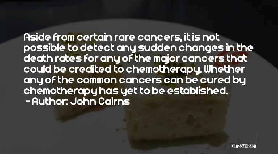 John Cairns Quotes: Aside From Certain Rare Cancers, It Is Not Possible To Detect Any Sudden Changes In The Death Rates For Any