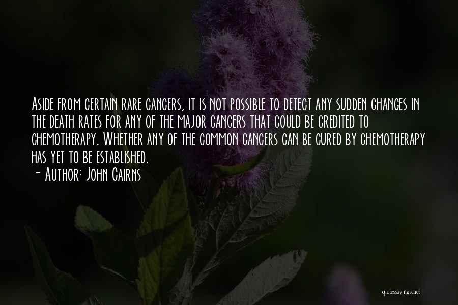 John Cairns Quotes: Aside From Certain Rare Cancers, It Is Not Possible To Detect Any Sudden Changes In The Death Rates For Any