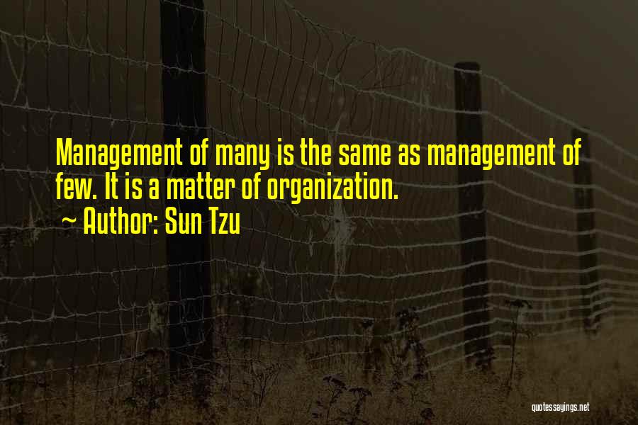 Sun Tzu Quotes: Management Of Many Is The Same As Management Of Few. It Is A Matter Of Organization.