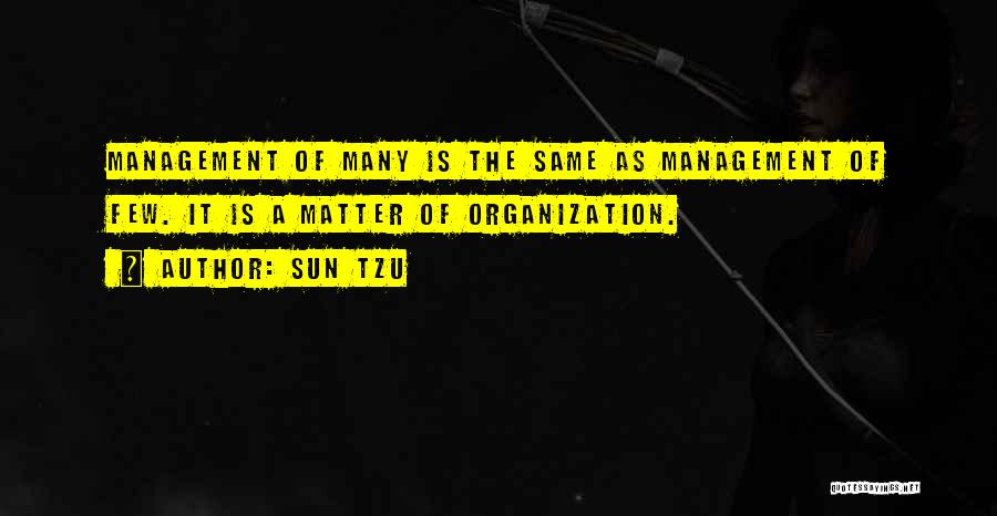 Sun Tzu Quotes: Management Of Many Is The Same As Management Of Few. It Is A Matter Of Organization.