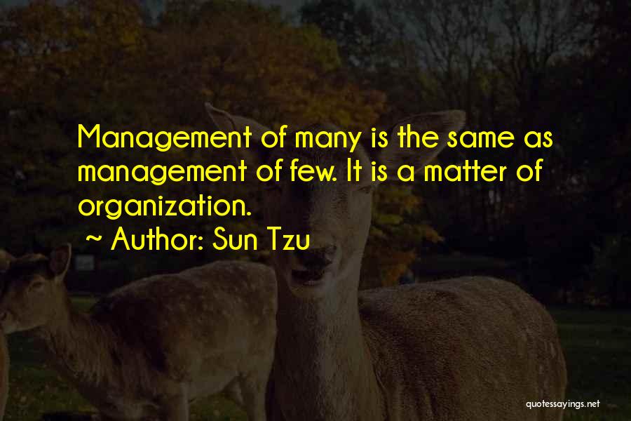 Sun Tzu Quotes: Management Of Many Is The Same As Management Of Few. It Is A Matter Of Organization.