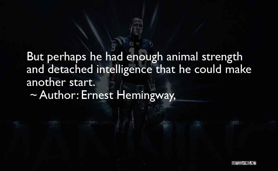 Ernest Hemingway, Quotes: But Perhaps He Had Enough Animal Strength And Detached Intelligence That He Could Make Another Start.